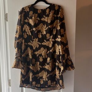 12th Tribe Black and Gold Long Sleeve Dress